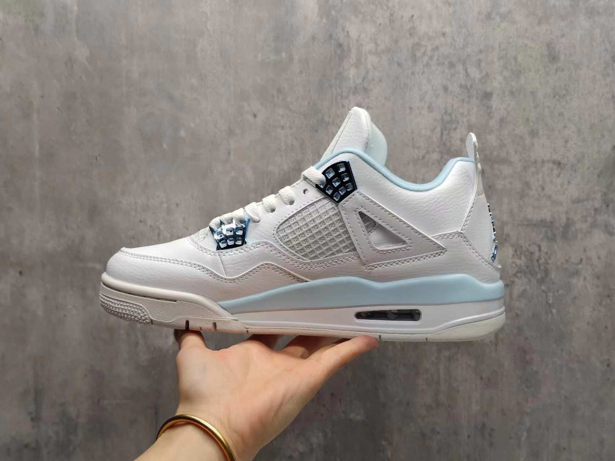 Air Jordan 4 White & Light Blue Sneakers