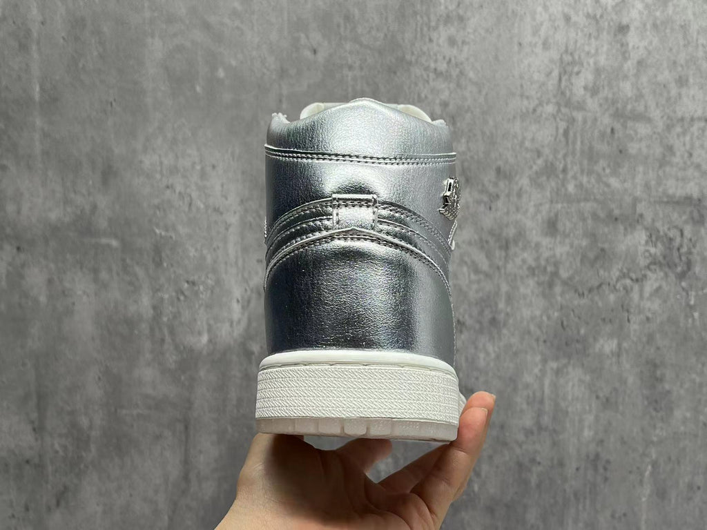 Air Jordan 1 Metallic Silver High-Top Sneakers