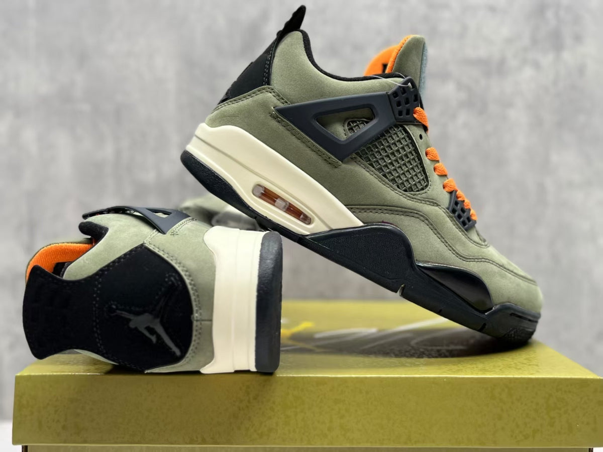 Air Jordan 4 Retro Sneakers – Olive Green & Orange