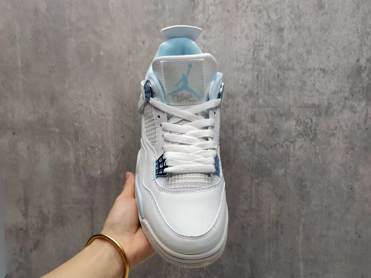 Air Jordan 4 White & Light Blue Sneakers